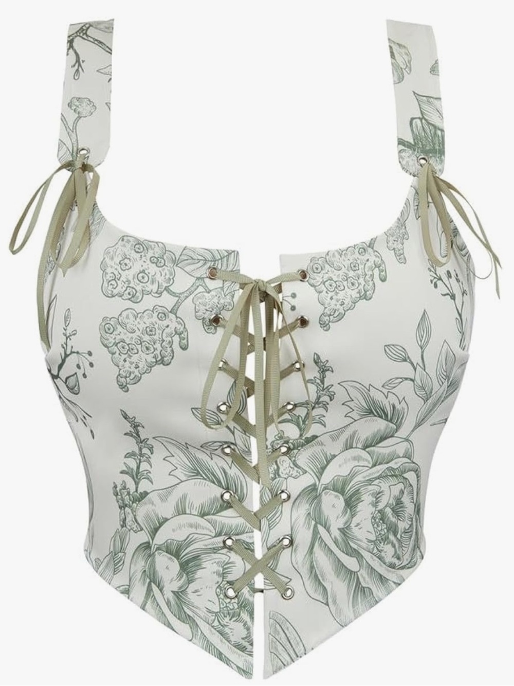 Fairycore Corset Top Floral Print Cottagecore Bustier Lace Up Small - Picture 13 of 13